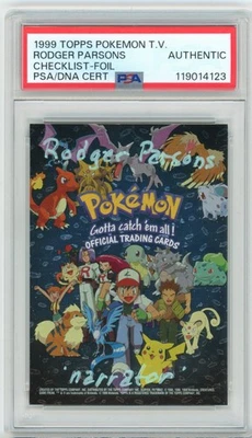 PSA Signed Rodger Parsons Pokemon Topps  T.V. Animation Checklist Foil 1999 - Image 1 of 2