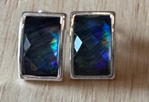 Silver Aqua Prism Stone Earrings j8 - Picture 1 of 3