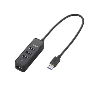 Elecom USB3.0 Hub 4 Ports Bus Powered with Magnet Black MacBook Surface Pro 526 - Picture 1 of 7
