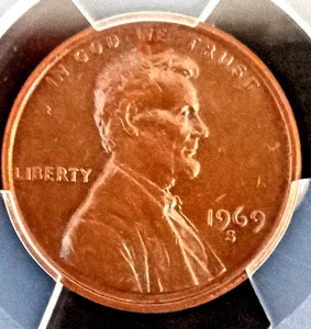 1969 S Lincoln Cent PCGS Genuine Lacquer-AU Detail - Picture 1 of 13