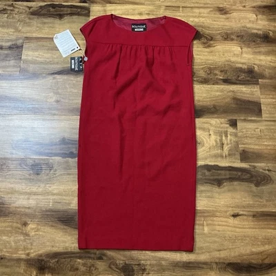 Vestido Boutique Moschino Feminino 100% Lã Virgem Comprimento do Joelho Vermelho EUA Tamanho 6 Novo com etiquetas - Imagem 1 de 4