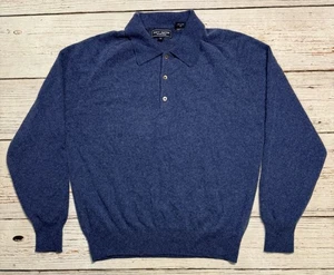 Vtg Navy Cutter Sweater 100% Pure Cashmere Men’s Sz M Blue - Picture 1 of 10