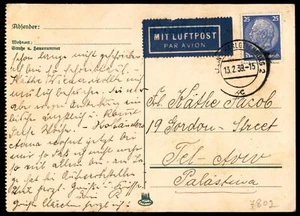 Judaica Deutschland alte Postkarte geschickt von Berlin nach Tel Aviv Palästina 1939 - Bild 1 von 2