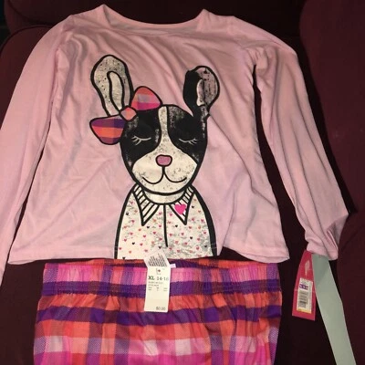 Girl’s Target Xhilaration XL 14/16 Conejito de Pascua, Nuevo Rosa a Cuadros, Pijama de 2 Piezas Foto 1 de 4