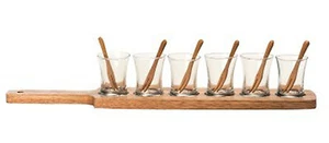 SET APERITIF 12 PIECES JARDILAND 6 VERRINES 6 COUVERTS 1 PLANCHE BAMBOU - Picture 1 of 1