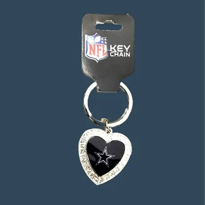 DALLAS COWBOYS HEART WITH RHINESTONES AND TEAM LOGO KEY CHAIN - Image 1 of 4