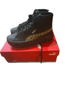 PUMA Kaia Mid Animal Print Platform Womens Sneakers Black Size 8 Shoes - Picture 1 of 5