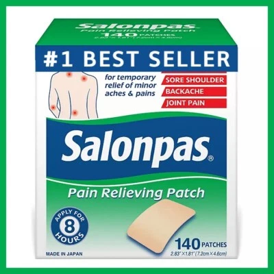 PARCHES DE ALIVIO DEL DOLOR SALONPAS 140CT | ALIVIO FUERTE DEL DOLOR DE ESPALDA DE 8 HORAS | MARCA #1 Foto 1 de 4
