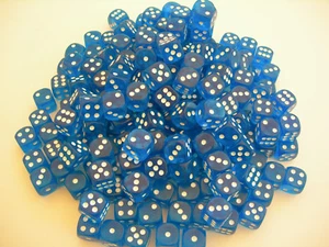DADOS ACRÍLICOS AZULES CON ESQUINAS REDONDEADAS (100) ¡BUNCO TOTAL! - Imagen 1 de 4