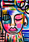 Original Abstract Face Painting 9x12 Contemporary Art CARMEN HYLTON