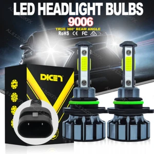 Pair 4-Sides 9006 HB4 2400W 360000LM LED Headlights Kit Hi/Low Power Bulbs 6000K - Picture 1 of 12