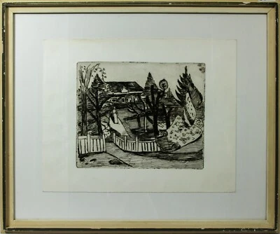 Aquatinta Garten Gartenlandschaft Person Frau Norddeutsch Hans Meyboden - Bild 1 von 4