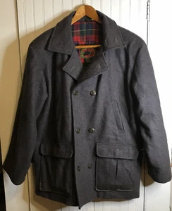 Vintage 90s Boston Traders Gray Wool Barn Coat Jacket Lined Size Large - Bild 1 von 9