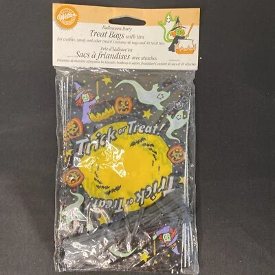 Vintage Halloween Candy Bags 1990s Witches Ghosts 40 Wilton Black Trick Or Treat - Image 1 of 4