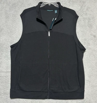 Perry Ellis Mens Black Full Zip Vest Size 2XLT Big And Tall Golf Athleisure - Image 1 of 4