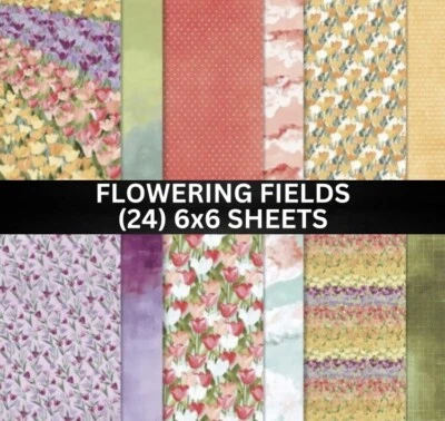 Stampin Up FLOWERING FIELDS Designer Series Paper - Half Pack (24) 6x6 Shts - Image 1 of 2