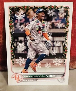 Francisco Lindor Rare SP (820) Chrsitmas Lights Variation 2022 Topps Holiday NY - Picture 1 of 2