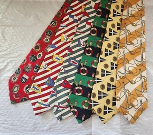 SALE nautical silk neck ties lot of 6 Hilfiger Ruff Hewn Huntington - Picture 1 of 16