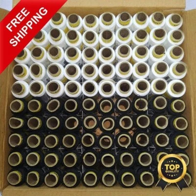 Polyester Thread Spool Spun Sewing Quilting Assorted Black & White 100 Pcs Set - Image 1 of 3