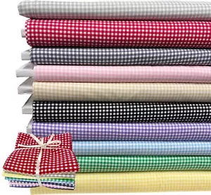 Cotton Gingham Fabric Baby Pastel Check Patchwork Quilting Dressmaking Fabric - Picture 1 of 29