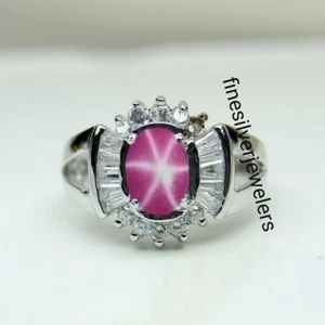 Unique Ruby 6 Star Ring, 925 Sterling Silver Ring Pink Lindy Star Ring - Picture 1 of 3