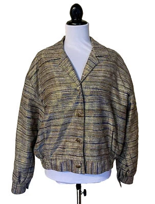 Chaqueta Bomber Hanasport Vintage Años 90 Gruesa Tejida Forrada de Seda Metálica Talla L Foto 1 de 4