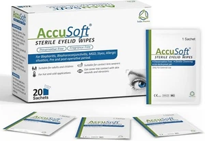 AccuSoft Sterile Eyelid Wipes for Allergies Pre & Post-Operative Periods 20 Pack - Picture 1 of 5