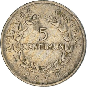 Costa Rica 5 Centimos Coin | Stars | Volcno | Ship | Sun | 1969 - 1978 - Picture 1 of 4