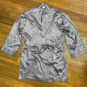 Y2K Victoria's Secret Womens One Size Robe Purple Gray Silky Satin Kimono Wrap - Picture 1 of 8
