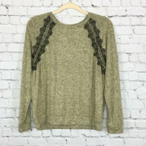 Ultra Flirt Juniors Size S Mellow Yellow Marbled Lace Trim Pullover Sweater NEW - Picture 1 of 3
