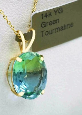 TOURMALINE 5.14 Cts PENDANT 14k YELLOW  GOLD - New With Tag & FREE Gift Box - Image 1 of 4