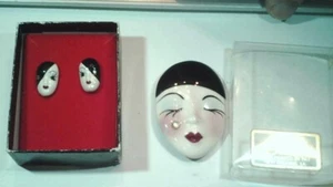 Fancy Faces New Orleans Earrings & pin - Picture 1 of 5