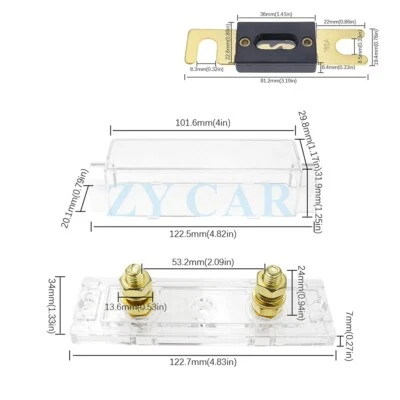 For Car Audio Video Stereo 80 Amp ANL Fuse with In-Line Holder 0 4 8 10 Gauge - Image 1 of 4
