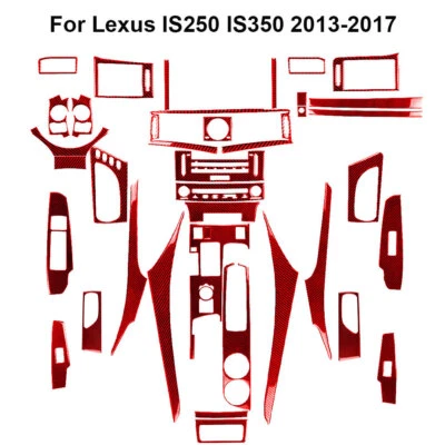 34Pcs Red Carbon Fiber Full Interior Kit Cover Trim For Lexus IS250 2013-2017 — 第 1/4 张图片