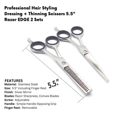 New Professional Hair Styling & Thinning Scissors 5.5" Razor EDGE 2 SETS