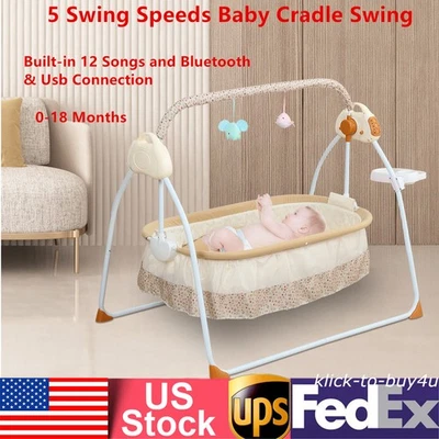 Cuna mecedora portátil eléctrica Bluetooth para bebé Foto 1 de 4