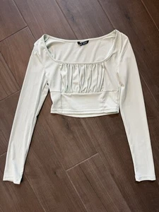 Shein Damen mintgrün Langarm bauchfreies Oberteil Größe S Small gebraucht, in einwandfreiem Zustand - Bild 1 von 5