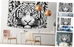  Black And White Thick Tapestry, White Tiger Tapestry 60L" x 40W" Fierce tiger - Picture 1 of 7