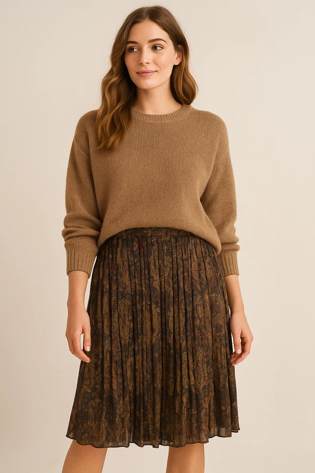 Falda de seda vintage Ellen Tracy talla 10 oscura academia forrada de hadas cachemira plisada Foto 1 de 4