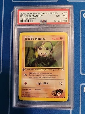 Pokemon Gym Heroes 1st Edition Brock's Mankey 67/132 Psa 8 - Image 1 of 2