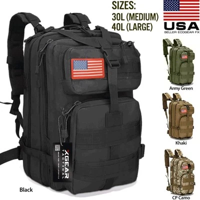 XGEAR TACTICAL Military Tactical Backpack Daypack Bug Out Bag for Hiking Camping School Travel