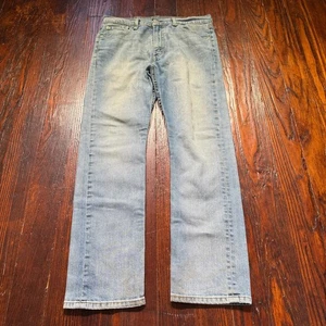 Levis 513 Jeans Mens 32x30 Blue Stretch Slim Straight Faded Whiskers - Picture 1 of 14