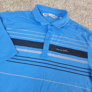Travis Mathew Herren mittelblau schwarz gestreift Performance Stretch Golf Polo SS - Bild 1 von 6