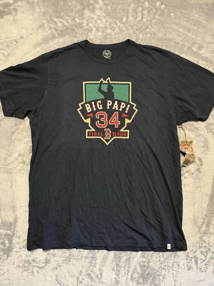 '47 波士顿红袜队 David Ortiz 衬衫男式 2XL 黑色 Big Papi 最终赛季 — 第 1/4 张图片