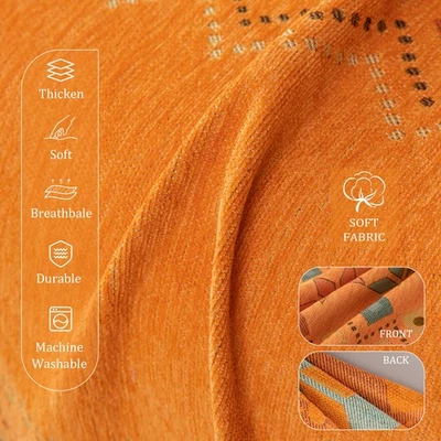 Chenille Boho Sofa Throw Fringed Scratch-Resistant Couch Cover w/ Woven Texture - Image 1 of 4