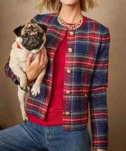 Talbots Tweed Jacket Holiday Glee Plaid Women’s Size 4p Beautiful Quality Jacket - Picture 1 of 10