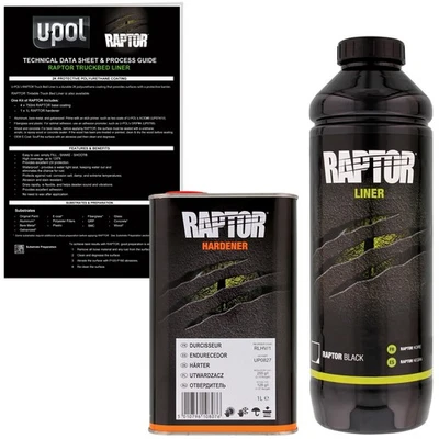 U-POL Raptor Uretano Negro Spray-On Camión Cama Forro y Recubrimiento Texturado, 1 Litro Foto 1 de 4
