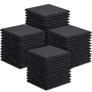 48 Pieces Slate Drink Coasters, 4 Inch Black Coasters Stone Coaster Set, Lase... - Bild 1 von 7