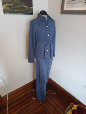 Deadstock 70s Pantsuit, JC Penneys Retro Mcm Mod Gogo Shirt And Paints Size S - Image 1 of 4