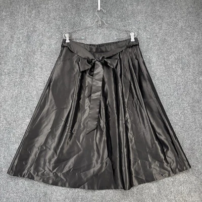 Alex Evenings Black Bow Front Satin Tea Length Ball Gown Skirt Womens Large - Image 1 of 4